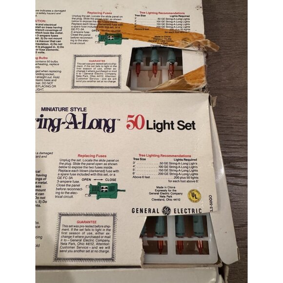VTG NEW GE String A Long Christmas Lights 4 Sets Of 50 Light Miniature Green Red - Picture 9 of 10